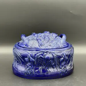 Decorative blue pottery with lid