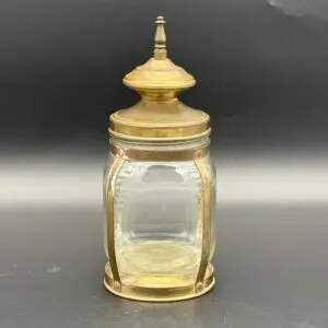 Antique brass and glass jar