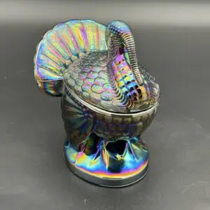 Colorful glass turkey container