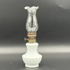"UV Glow" White Milk Glass Kerosene Lamp