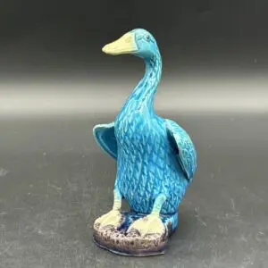 Chinese Turquoise Glazed Majolica Porcelain Duck Figurine