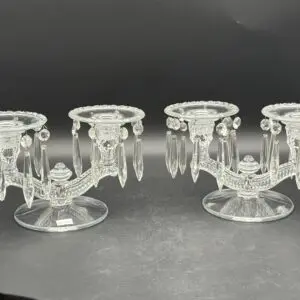 Glass Candelabras with Crystal Prisms